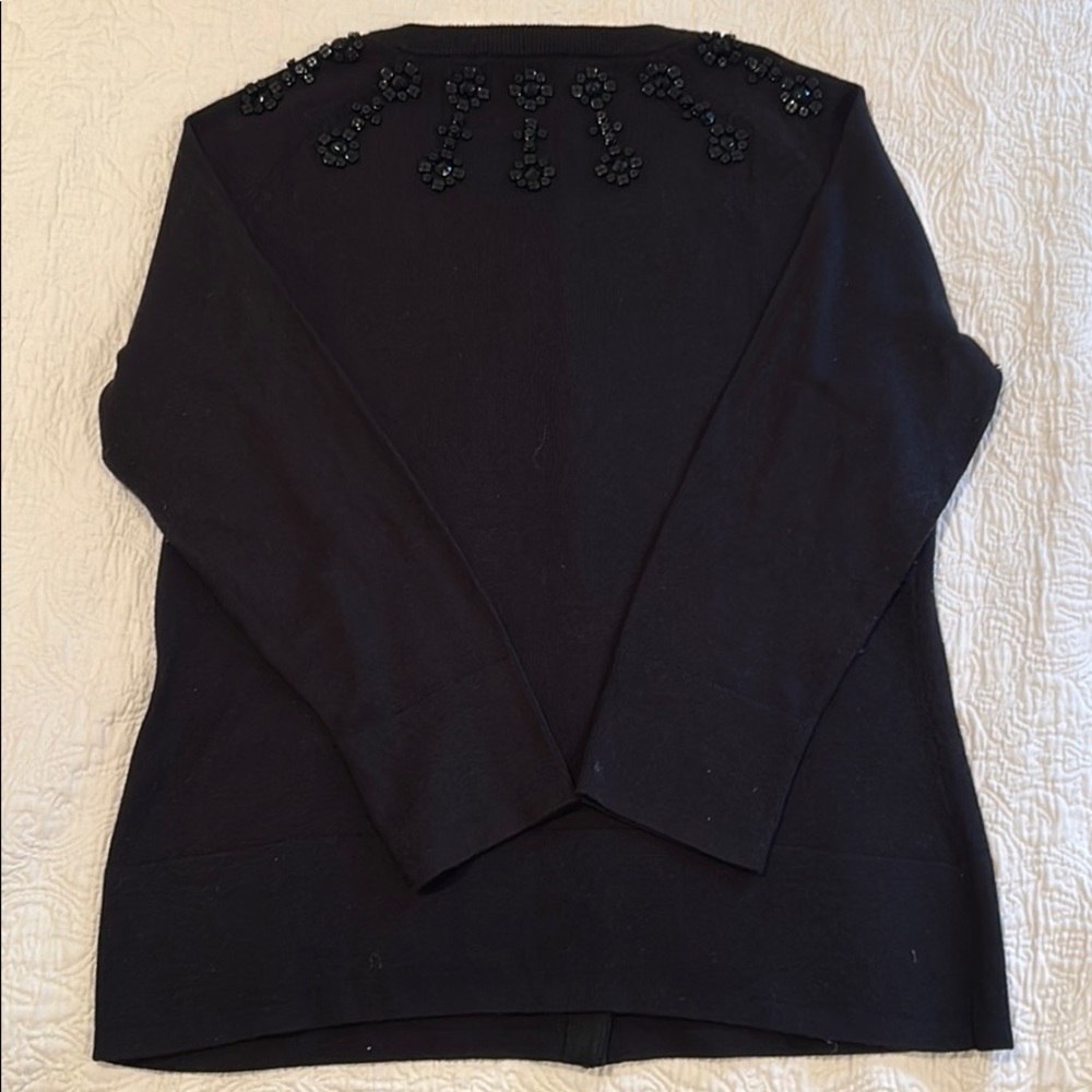 Talbots Black Beaded Sweater  3/4 length sleeves - Picture 2 of 5